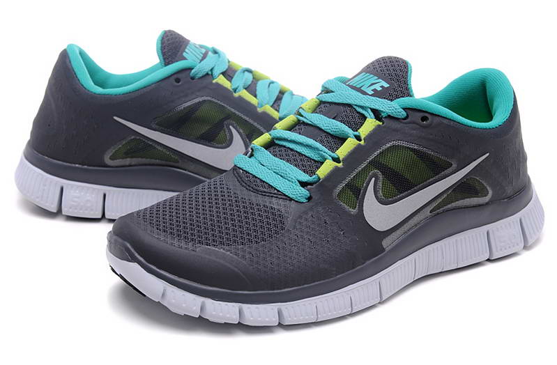 Nike Free run Womens Shoes 5.0 breathable Black Silver Blue (2)